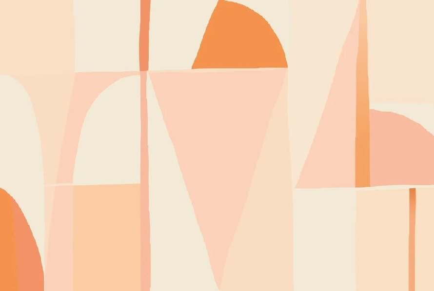 Papier peint abstrait géométrique peach, XXL, tendance