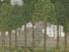 Large trees illustrated wallpaper