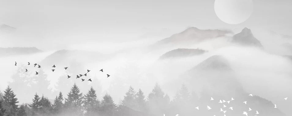 Mystic mountain mist wallpaper