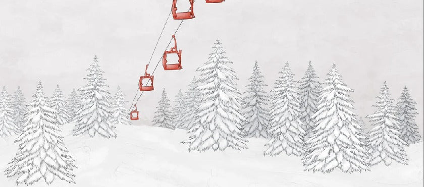 Papier peint montagne télécabine rouge, XXL, tendance