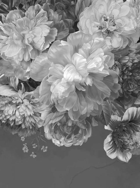 Black and white peony flower wallpaper