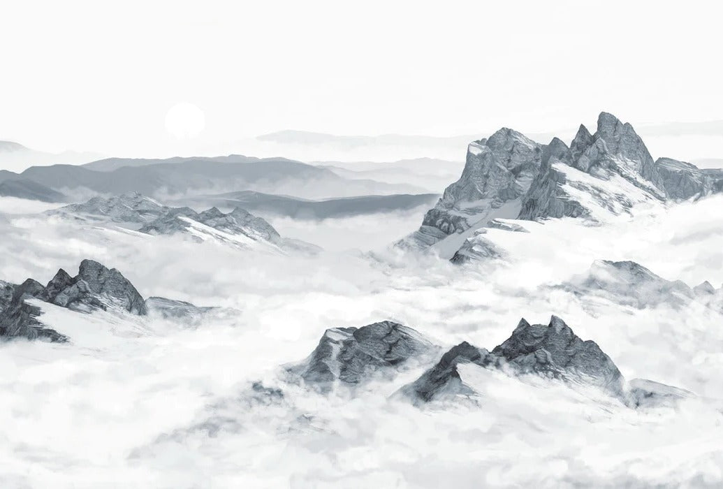 Blue panoramic mountain wallpaper