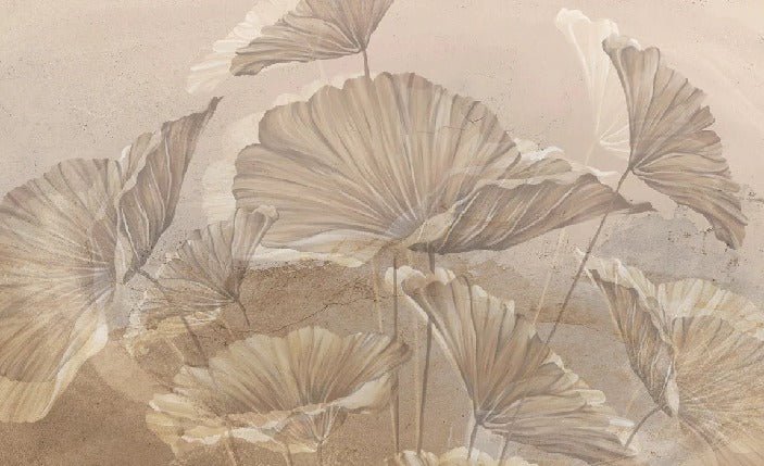 Panoramic lotus sepia wallpaper