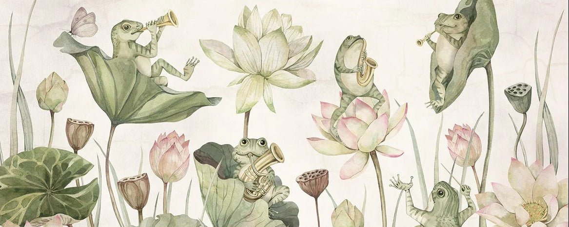 Musical frogs children's wallpaper