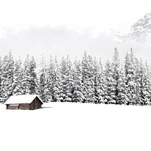 Panoramic mountain chalet wallpaper