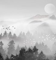 Mystic mountain mist wallpaper
