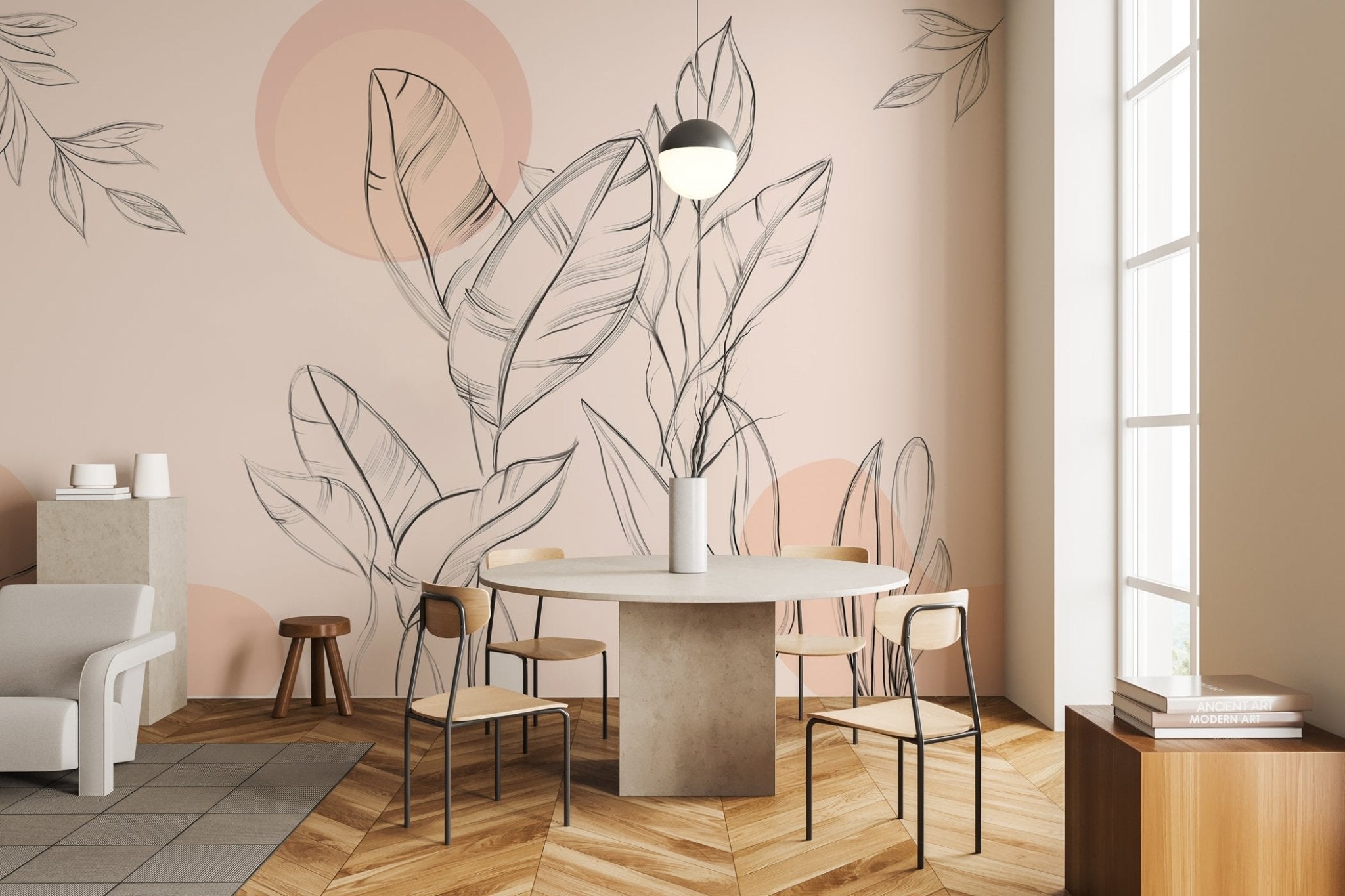 Papier peint gracieuse flore, mural concept, tendance