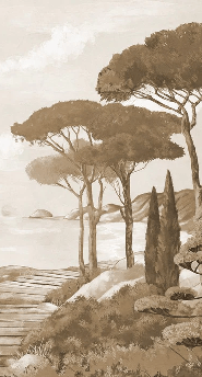 Papier peint balade dans les calanques monochrome