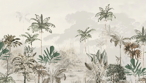 Papier peint panoramique jungle eden vert