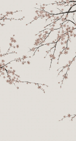 Sakura beige panoramic wallpaper