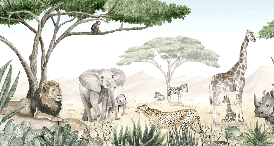 Savannah children's wallpaper in paint