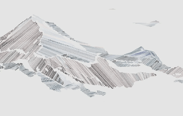 Papier peint restaurant montagne graphique style, XXL, tendance