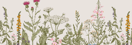 Romantic folk botanical flower wallpaper