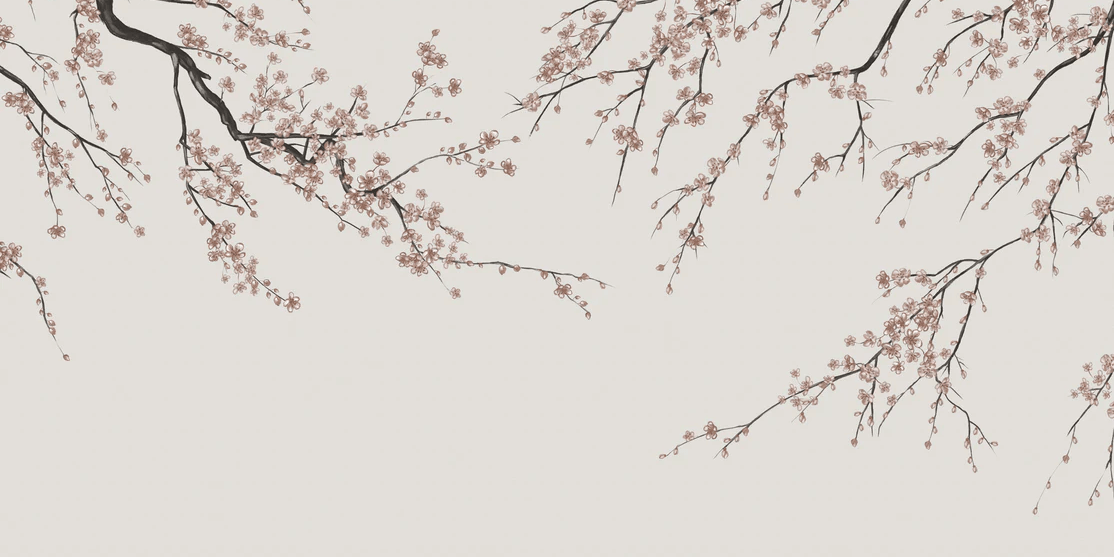 Sakura beige panoramic wallpaper