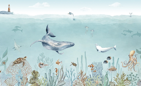 Panoramic marine life wallpaper
