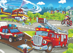 Papier peint enfant camion voiture & hélico - Muralconcept