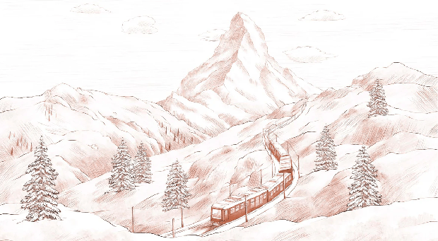 Terracotta Matterhorn panoramic wallpaper