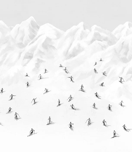 Colorful mountain skiers wallpaper