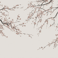 Sakura beige panoramic wallpaper