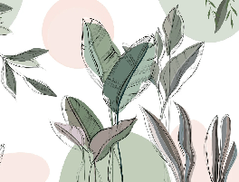 Papier peint panoramique végétal graphique vert, XXL, tendance