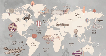 Panoramic wallpaper World map Kids