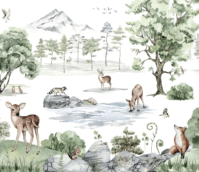 Papier peint animaux prairie enneigée - Muralconcept