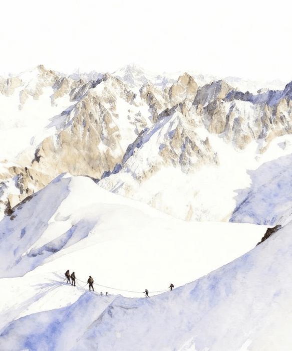 Papier peint alpinisme la cordée - Vallée blanche - Muralconcept