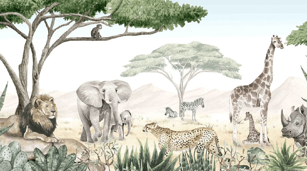 Savannah children's wallpaper in paint