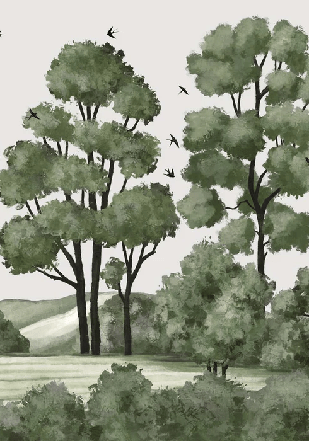 Green forest river landscape wallpaper