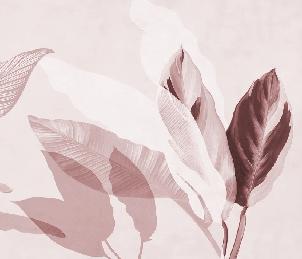 Papier peint feuillage moderne bordeau - Muralconcept