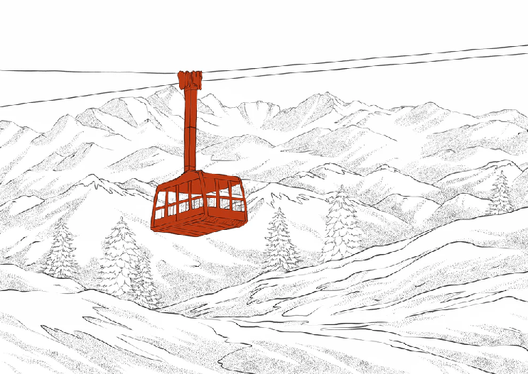 La Plagne red gondola lift wallpaper