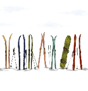 Papier peint panoramique skis colorés - Muralconcept