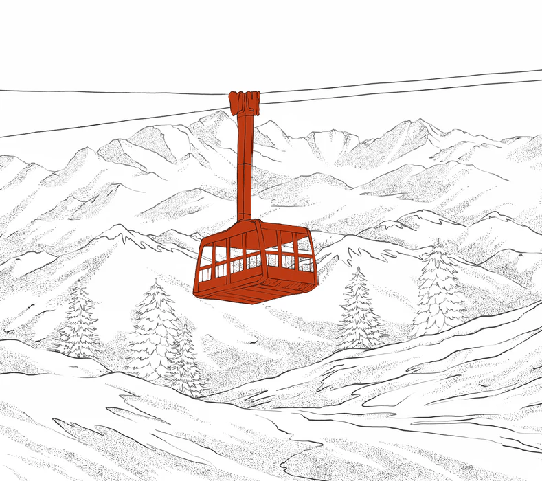 La Plagne red gondola lift wallpaper