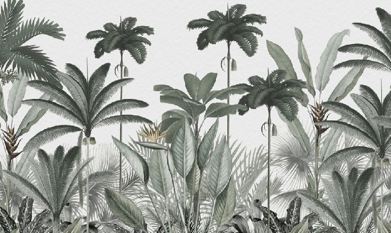 Panoramic jungle tree wallpaper, XXL, tendance