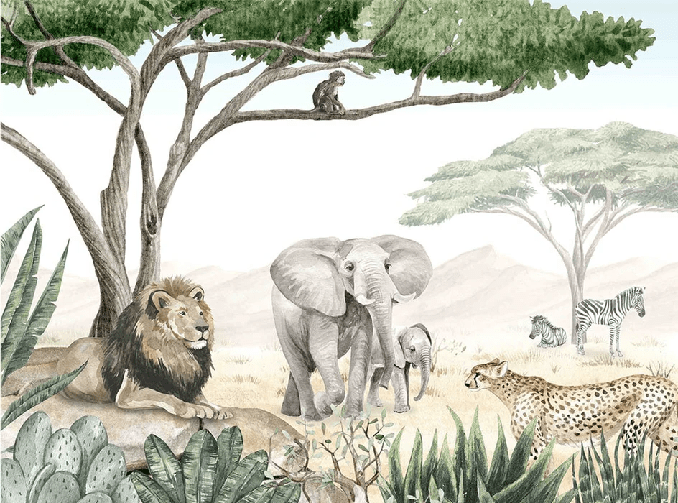 Savannah children's wallpaper in paint