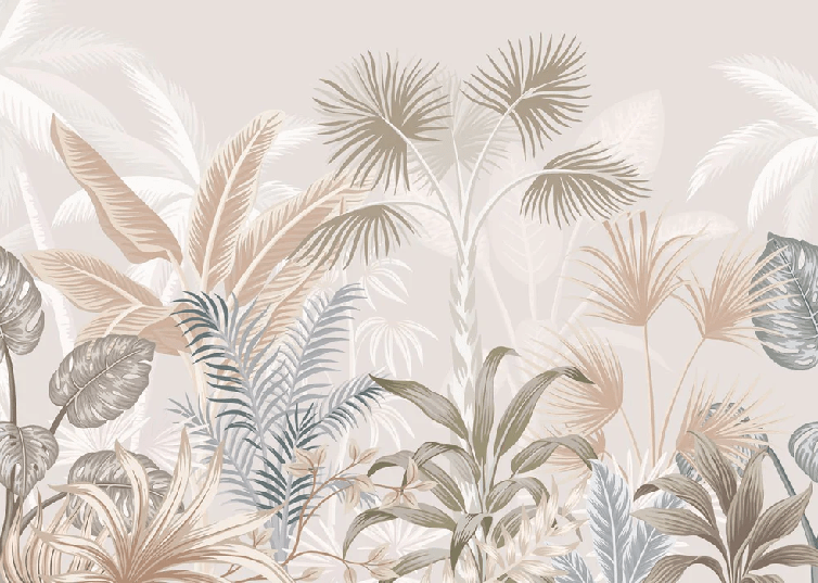 Panoramic terracotta jungle wallpaper