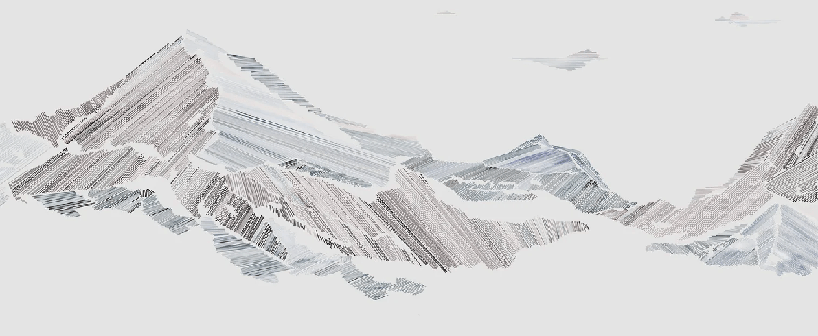 Papier peint restaurant montagne graphique style - Muralconcept
