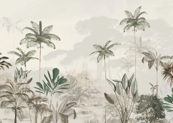 Green jungle eden panoramic wallpaper