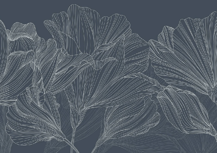 Blue flower waltz panoramic wallpaper