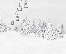 Black and white mountain cable car wallpaper