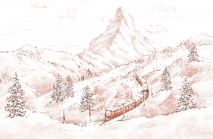 Terracotta Matterhorn panoramic wallpaper