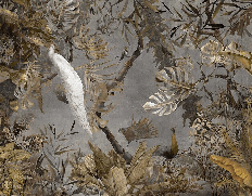 Imperial white peacock panoramic wallpaper