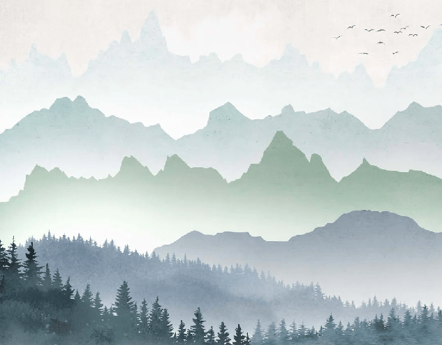 Papier peint brume matinale forêt, XXL, tendance