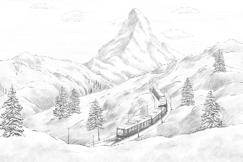 Black and white Matterhorn panoramic wallpaper