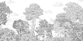 Panoramic wallpaper Forests and Mountains Sketched