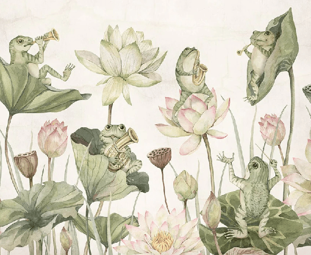 Musical frogs children's wallpaper