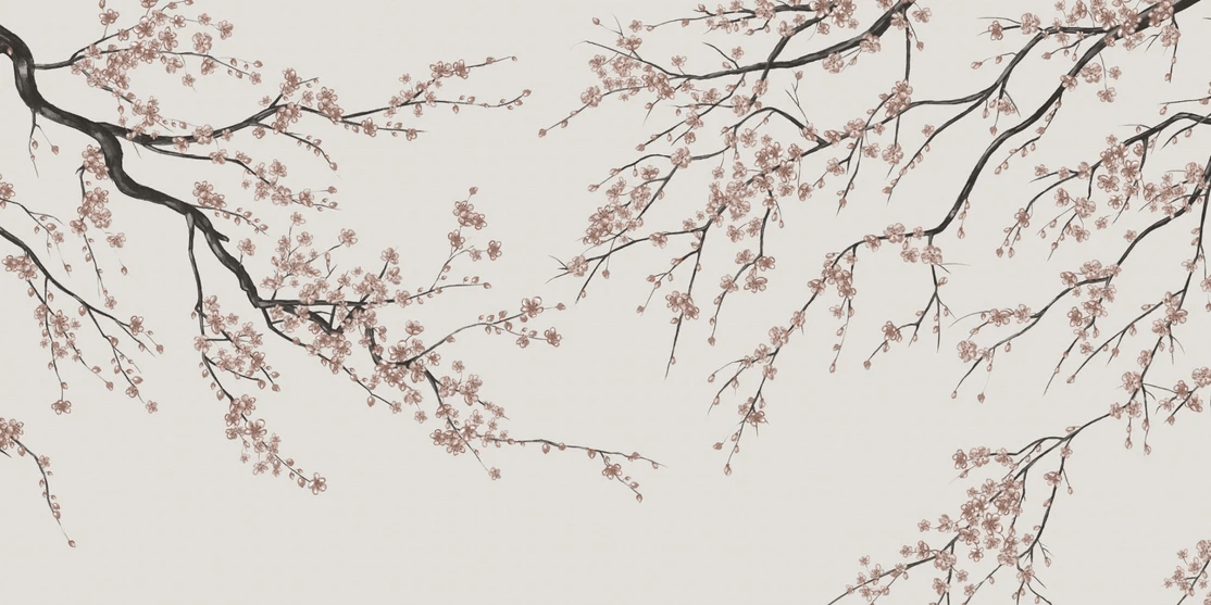 Sakura beige panoramic wallpaper