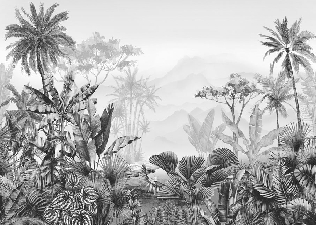 Black and white tropical trend wallpaper