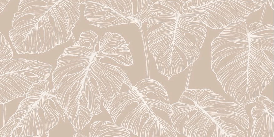 Monstera leaf wallpaper in sand