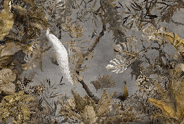 Imperial white peacock panoramic wallpaper